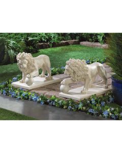 REGAL LION STATUE DUO
