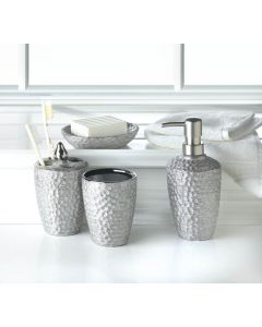 HAMMERED SILVER TEXTURE BATH ACCESSORIES