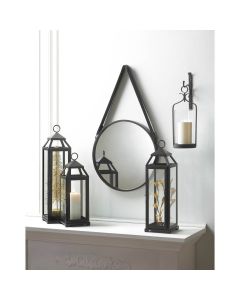 HANGING MIRROR WITH FAUX LEATHER STRAP