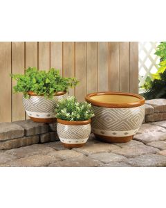 EARTH-TONE TRIM PLANTER TRIO