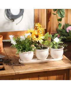 CREAM ROUND CERAMIC SMALL PLANTER SET OF 3